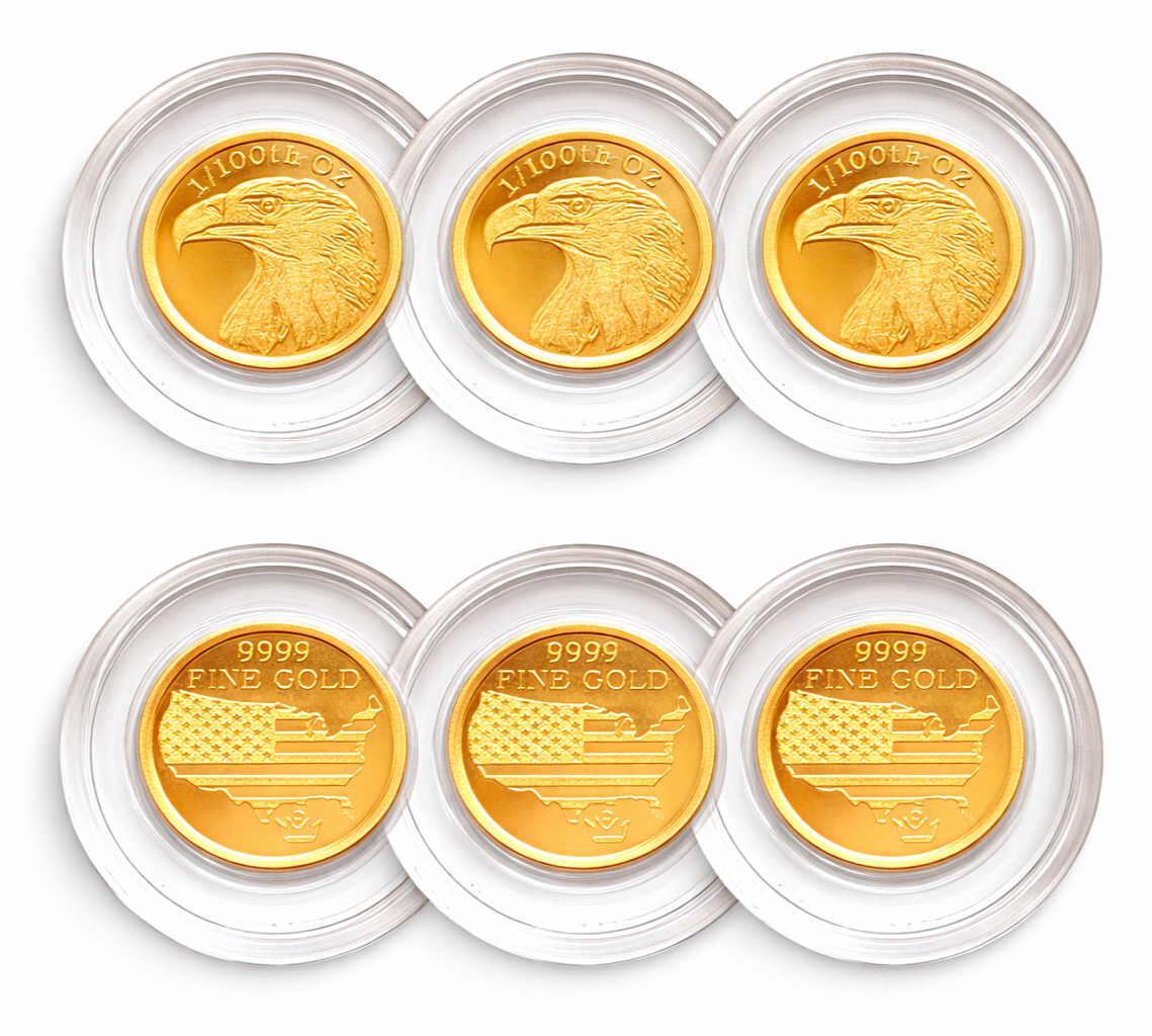 Set of 3** American Eagle Flag Gold Coins 🇺🇸 .9999 Fine 24k Bullion