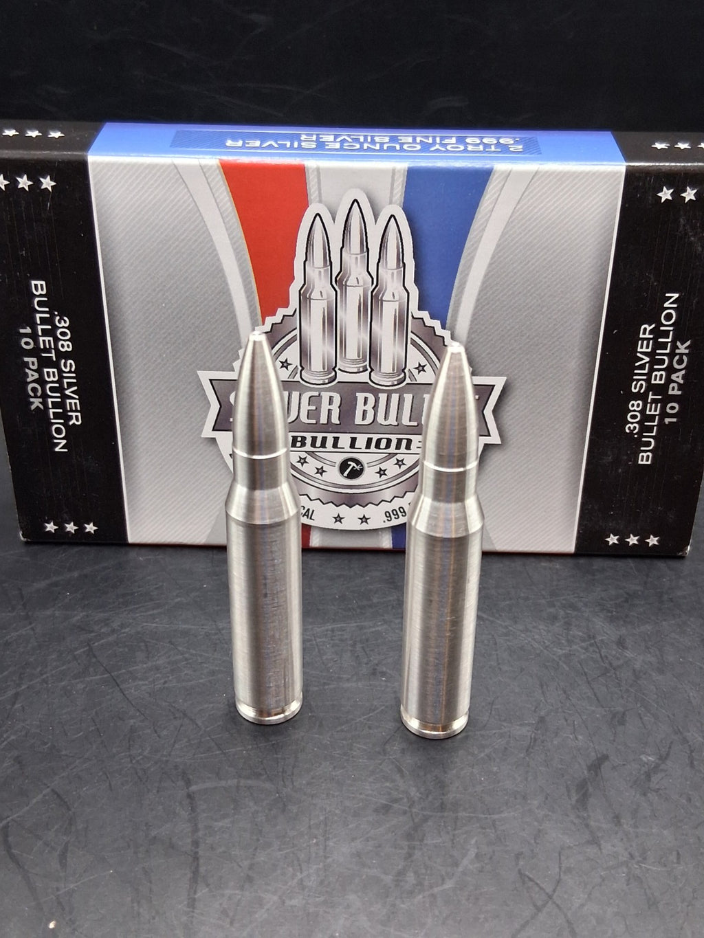 Lot 2 x 2 oz .999 Fine Silver Bullet Bullion .308 Caliber 4oz Total