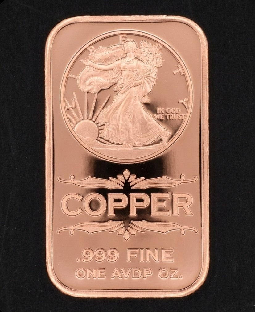 USA Eagle Shield 1oz Copper Ingot .999 Pure Bullion Bar Gift American Heritage