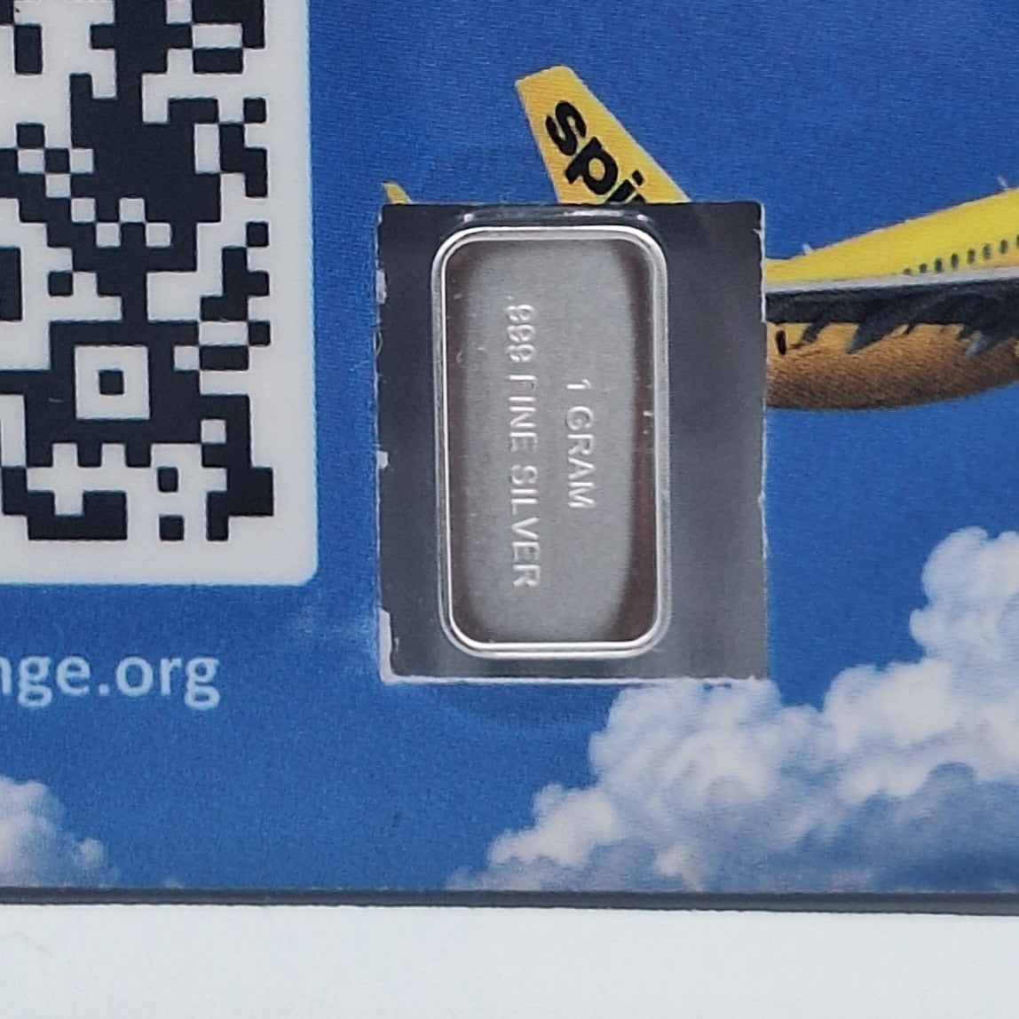 Spirit Airlines Farewell Card w/ Genuine 1g Rose .999 Fine Silver Bar