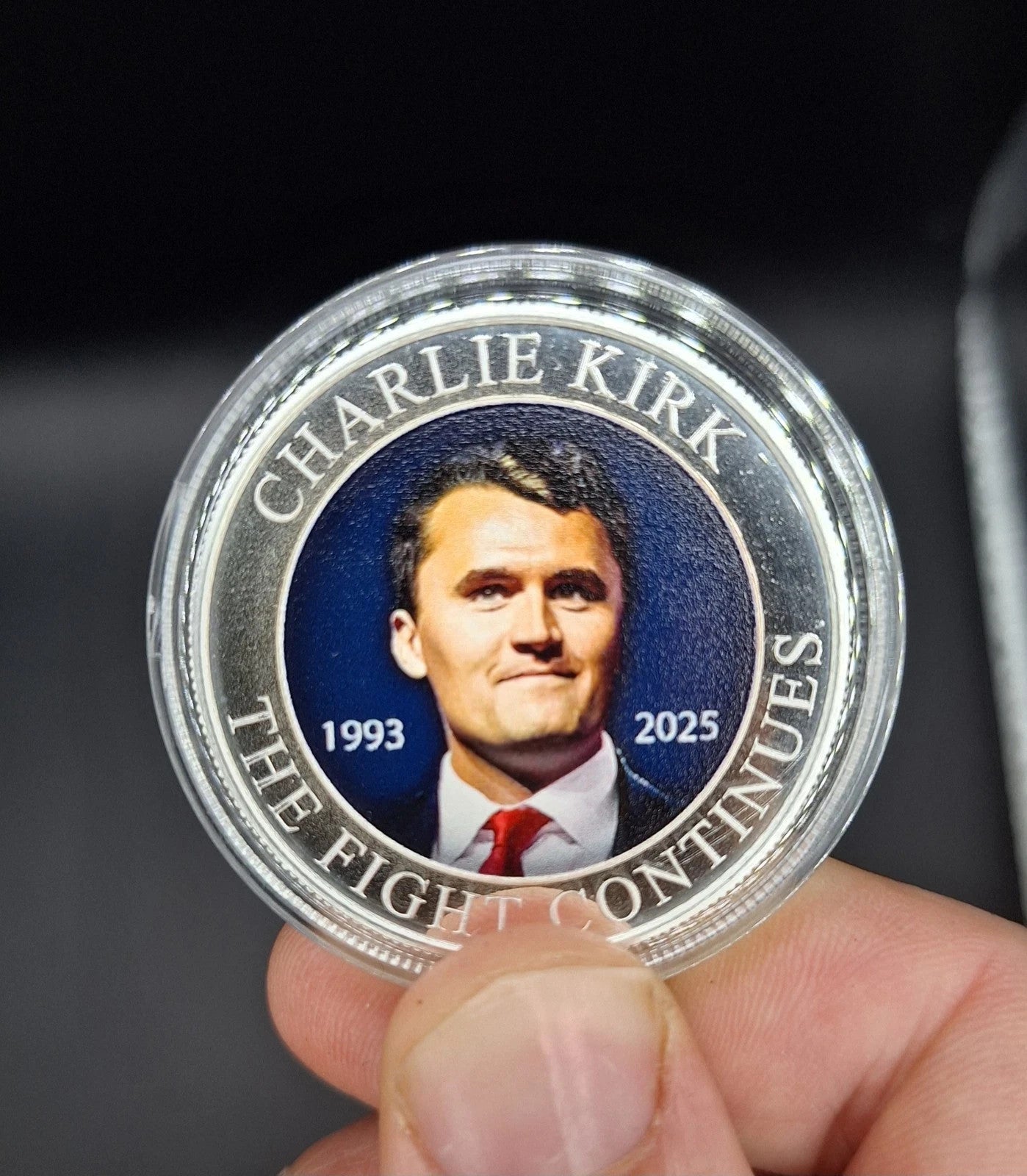Charlie Kirk 1oz .999 Silver Coin Set Colorized + TPUSA w/Display Cases