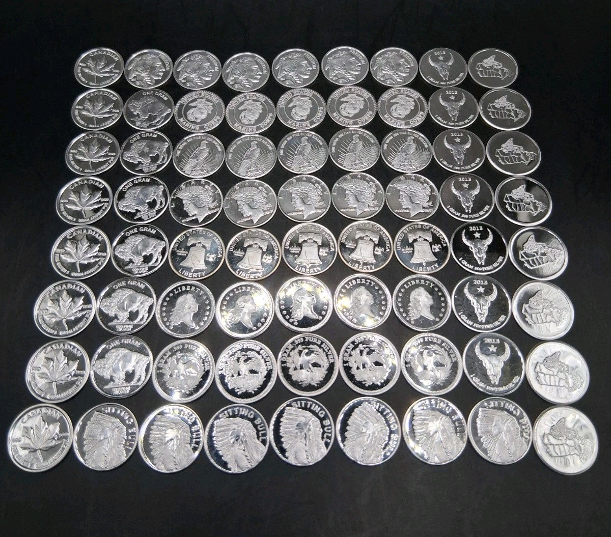 Lot 70 x Pure .999 Fine Silver Rounds Premium New Bullion Estate Coin Designs 🔥