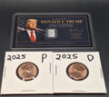 Trump Tribute Card w/ 1g Valcambi Silver Bar & 2025 P&D Lincoln Cent Set BU