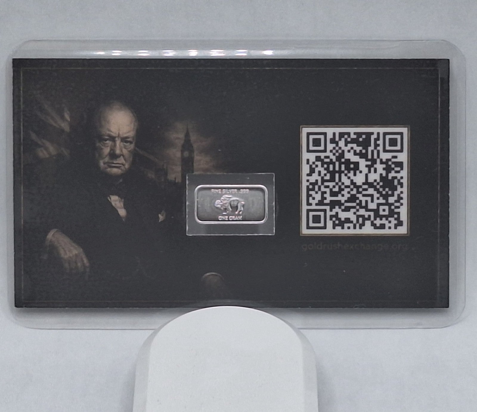 Winston Churchill Tribute Card w/ Genuine 1g Buffalo .999 Fine Silver Bar