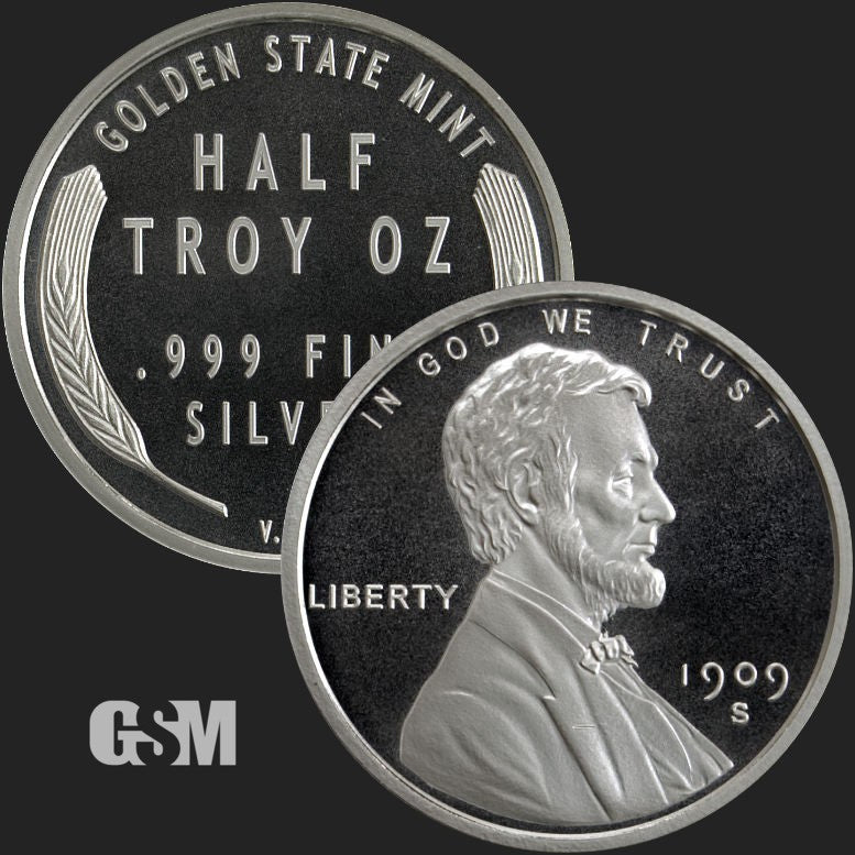 1/2 oz Lincoln Wheat Fractional Silver Round