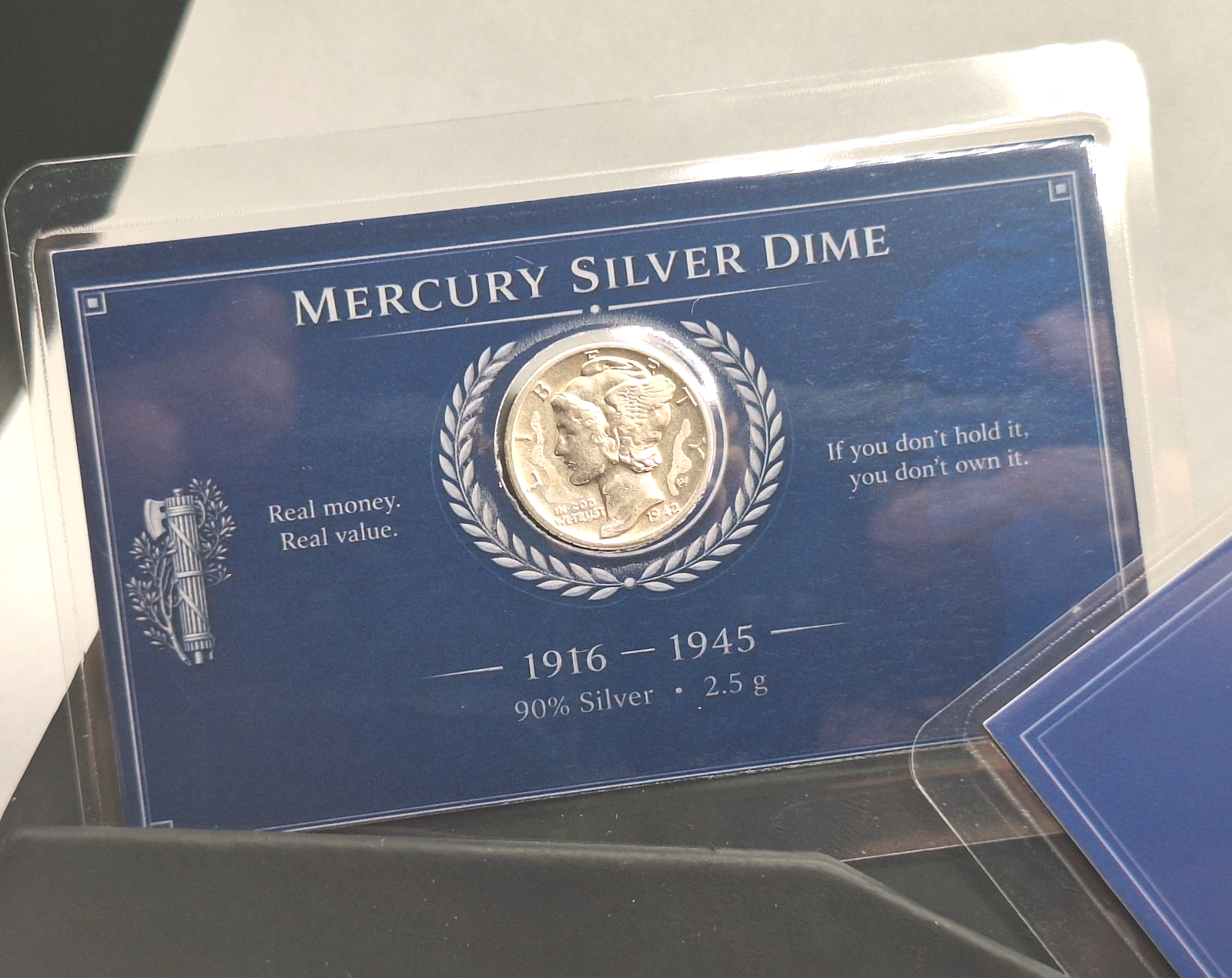 Set of 2 AU Mercury Silver Dime Collector Cards 90% Silver Random Date Coin