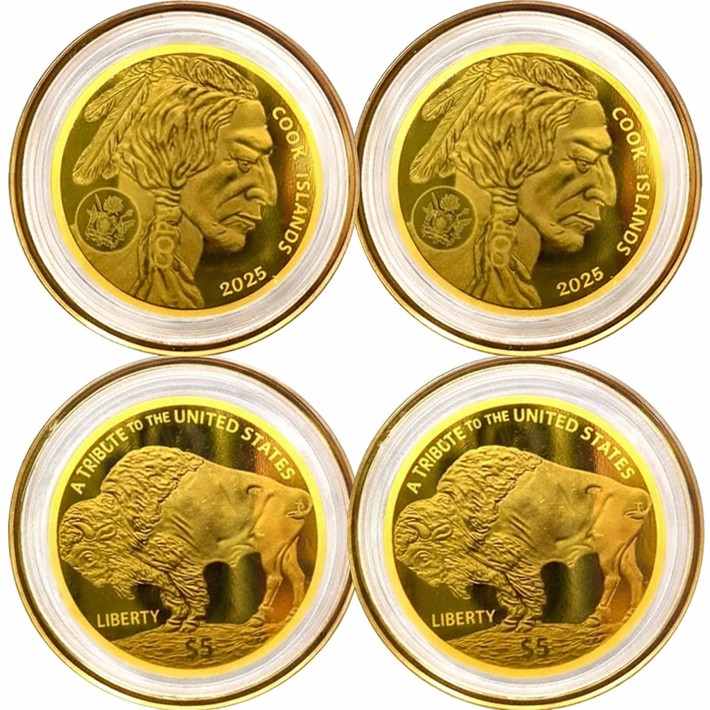 🔥 Set of 2 | 2025 Cook Islands $5 Buffalo Gold Coins 🦬 .9999 Fine 200mg