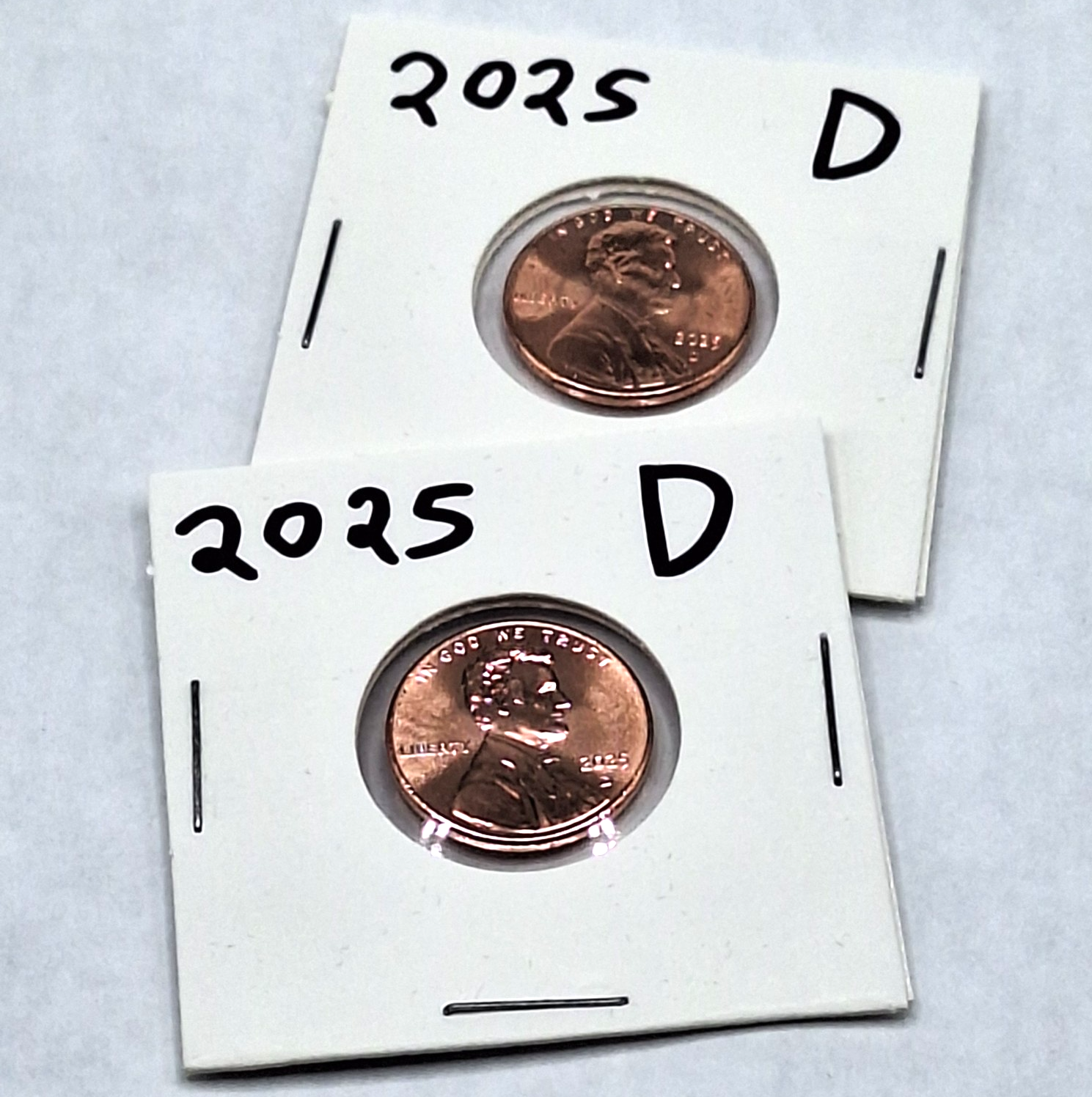 Lot 2x 2025-D Lincoln Shield Cent Penny Gem BU Uncirculated in Protective Holder