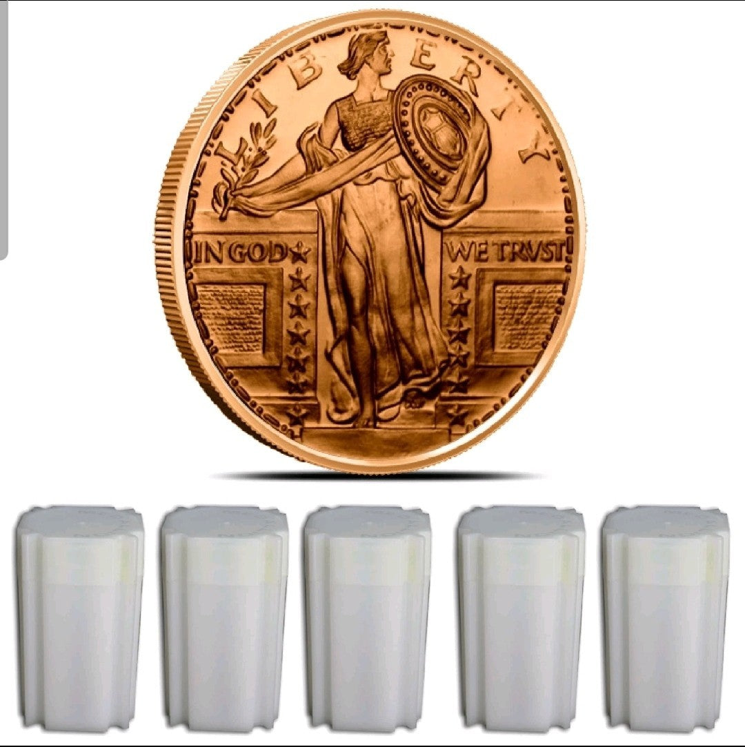 (100) STANDING LIBERTY - 1 OZ COPPER ROUND - BULLION - LOT