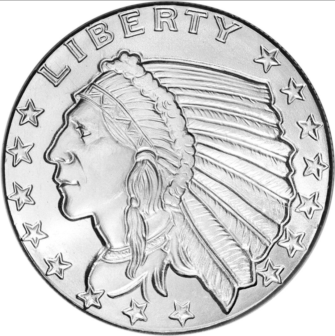 Lot 20 Silver Round Half Oz Incuse Indian .999 Fine Tube of 20 X .5 Oz