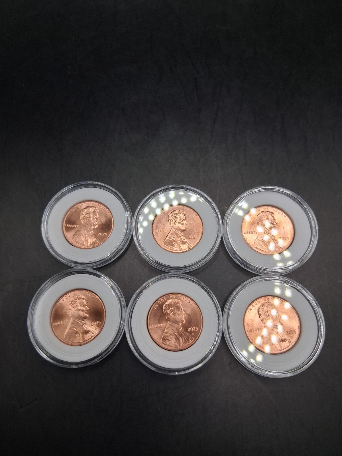 2025 P & D Lincoln Shield Penny Lot 6 Brilliant Uncirculated Coins in Hard Cases