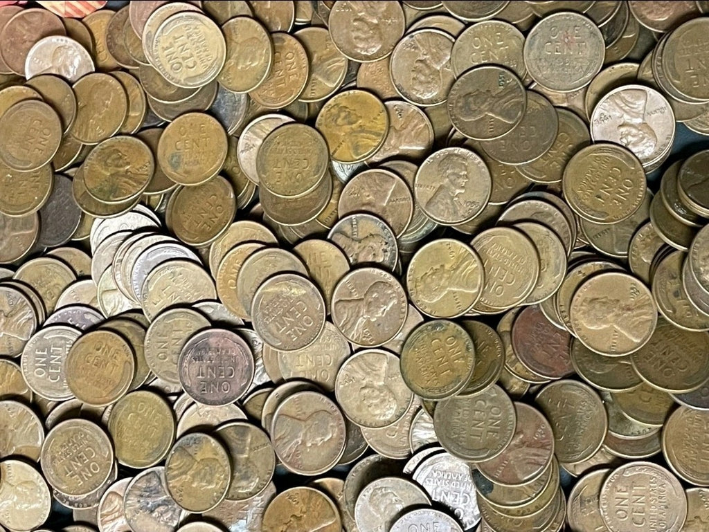 LINCOLN WHEAT CENT ROLLS 1909-1958-50 coins US COINS PENNY
