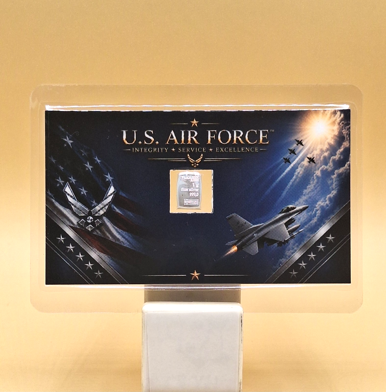 LOT 2 - US Air Force Card w/ Genuine 1g Valcambi Suisse .999 Fine Silver Bar