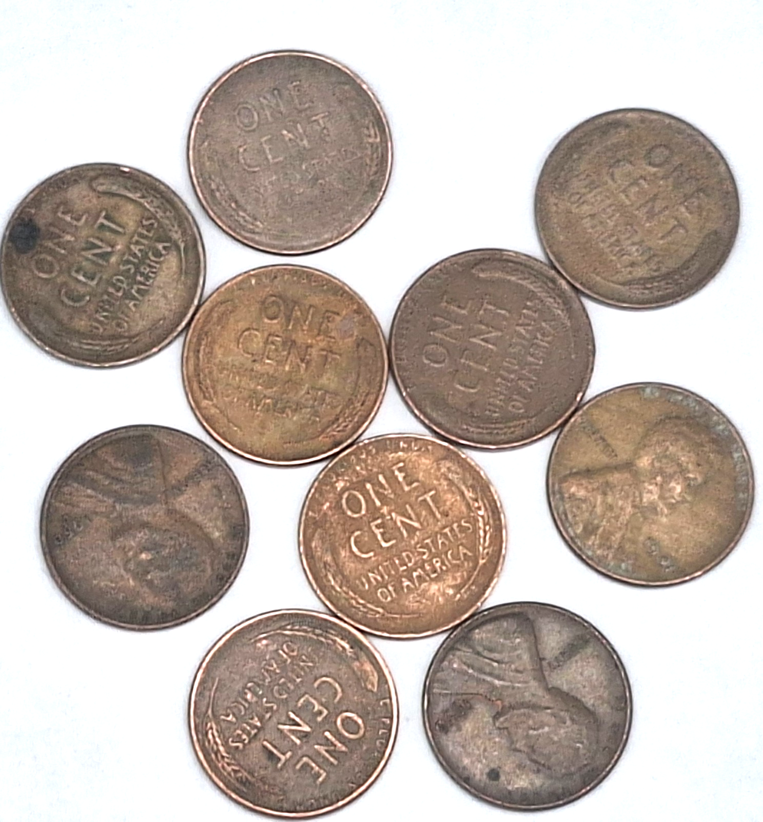 LOT 10 - 1909-1958 - Random Date Lincoln Wheat Penny - Free Shipping Circulated