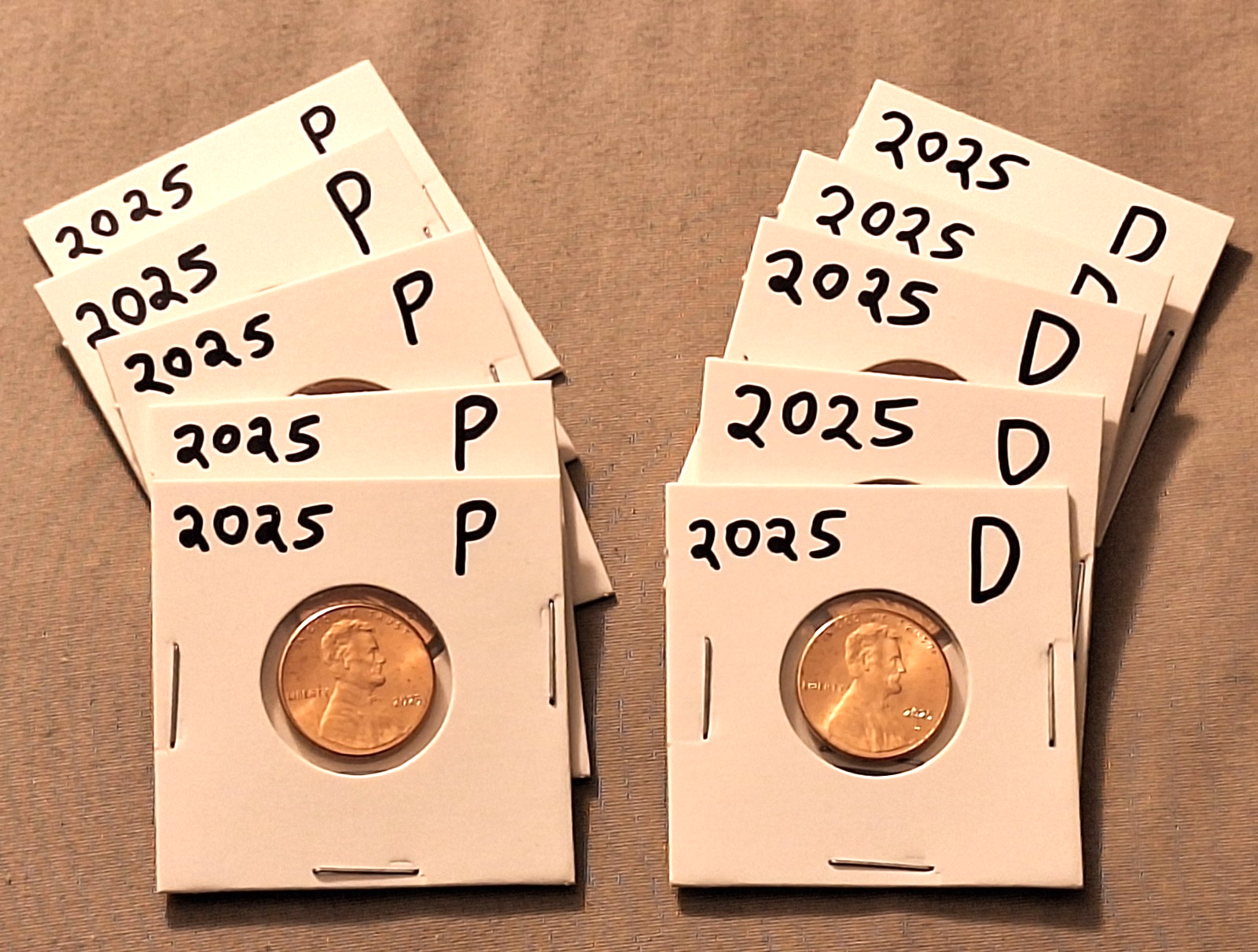 5x 2025 PD P D ABRAHAM LINCOLN SHIELD CENT BRILLIANT UNCIRCULATED ⭐ READY 2 SHIP