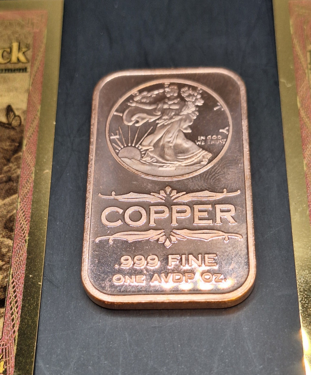 2 Idaho Goldback 1/4 Gold Notes & 1 Oz Copper Bar Random Design Metal Set