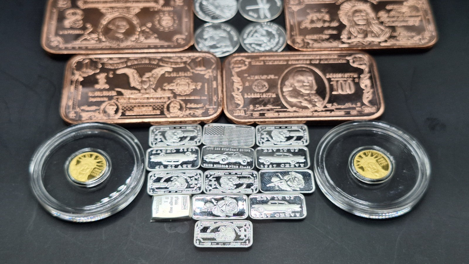 Gold Silver Copper Bullion Lot Mixed .999 Bars Rounds Stacker Collection
