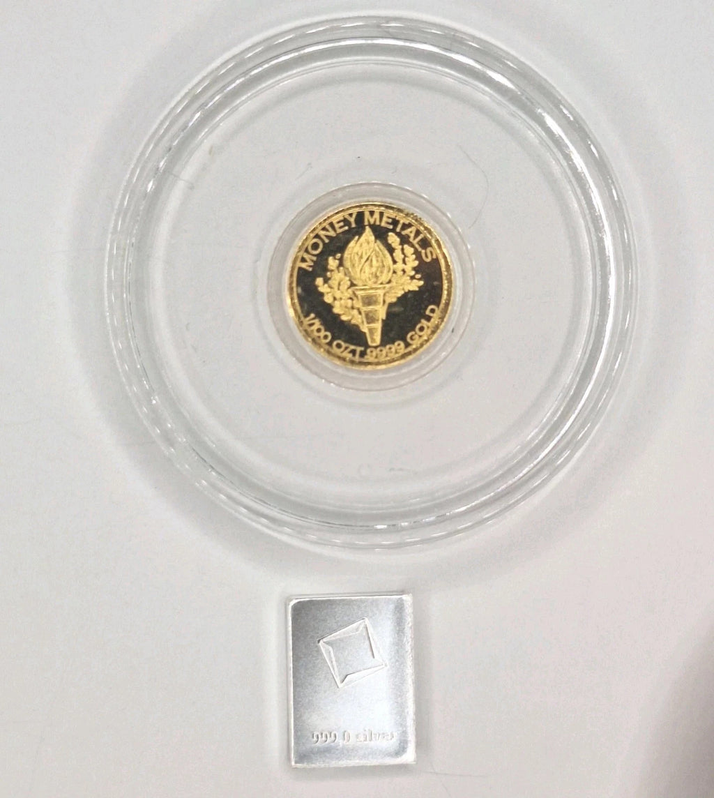 🔥 Mercury Gold Dime 1/100 oz .9999 Gold + FREE Valcambi Silver Bar ✨