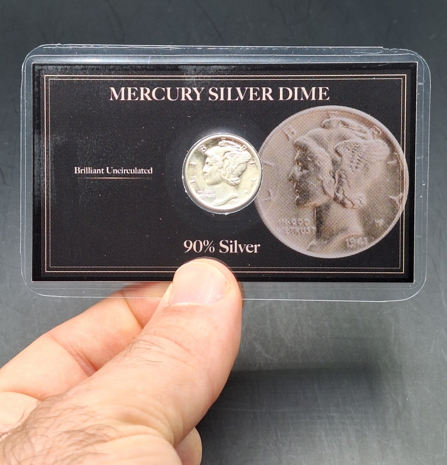 Mercury Silver Dime Gem BU 90% Silver Premier Black Collector Display Card