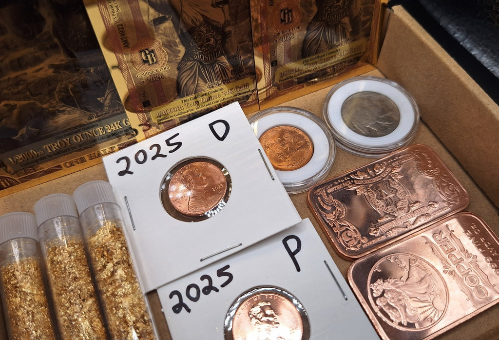 DELUXE ESTATE SALE LOT Goldbacks Silver Bars Copper Gold Flakes US Coins Trump