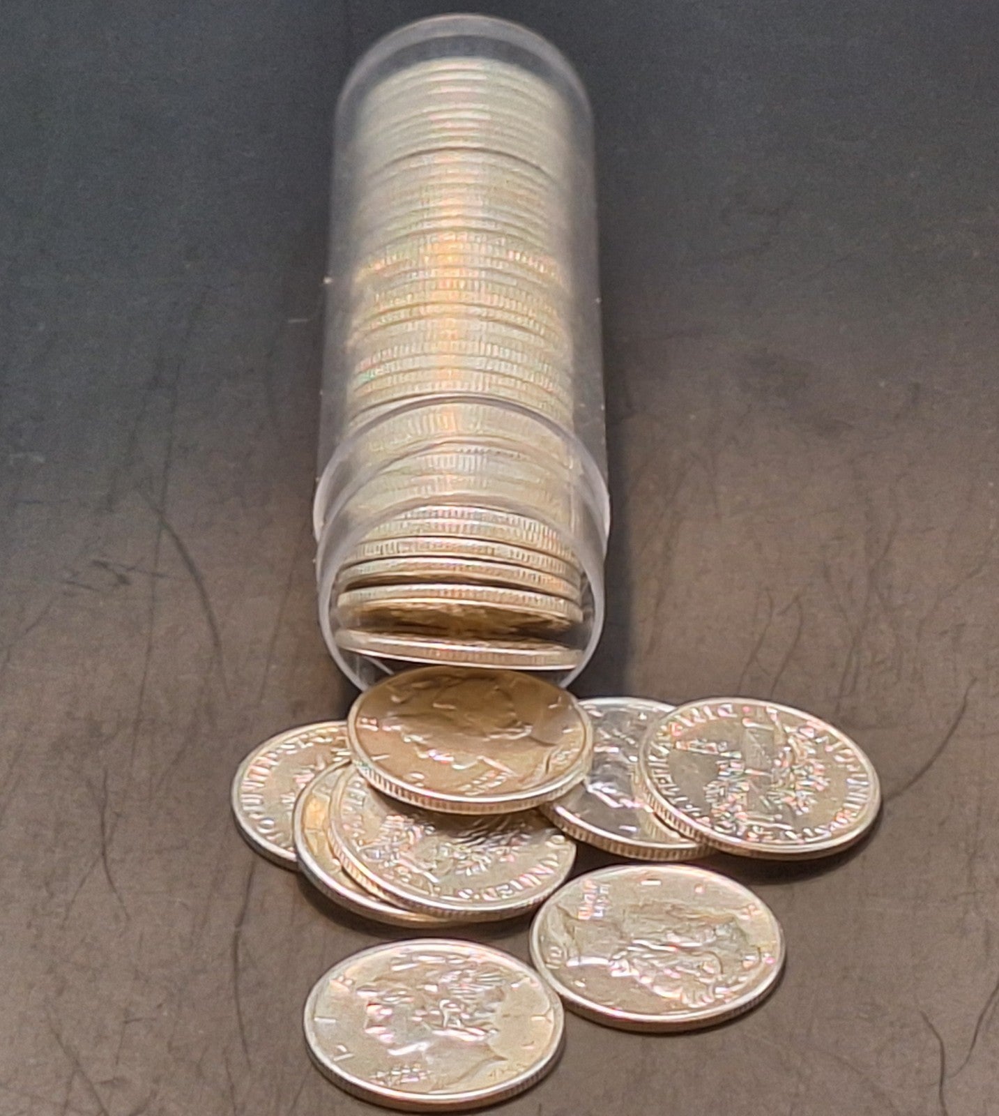 Tube of 50 Mercury Dimes BU Brilliant Uncirculated 90% Silver 10C PDS Free Ship