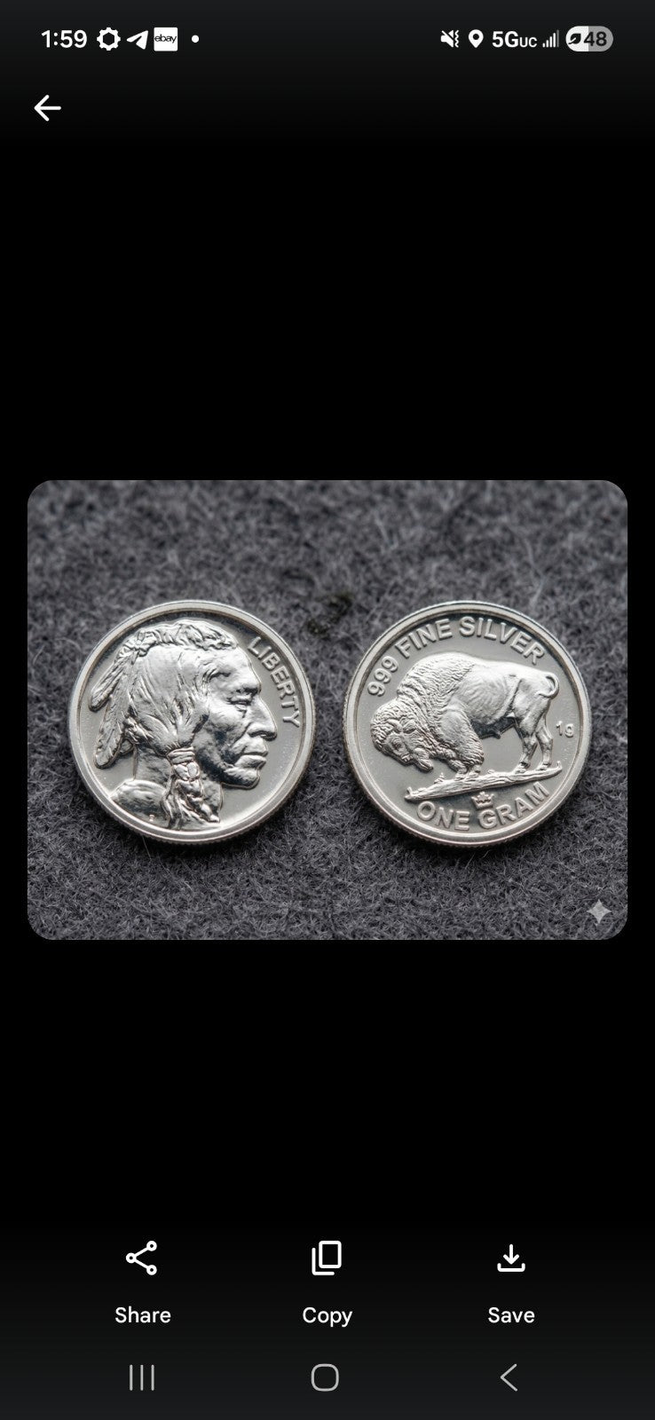 Lot of 10 - 1 Gram Silver Round .999 Fine Silver Bullion Buffalo Indian Head