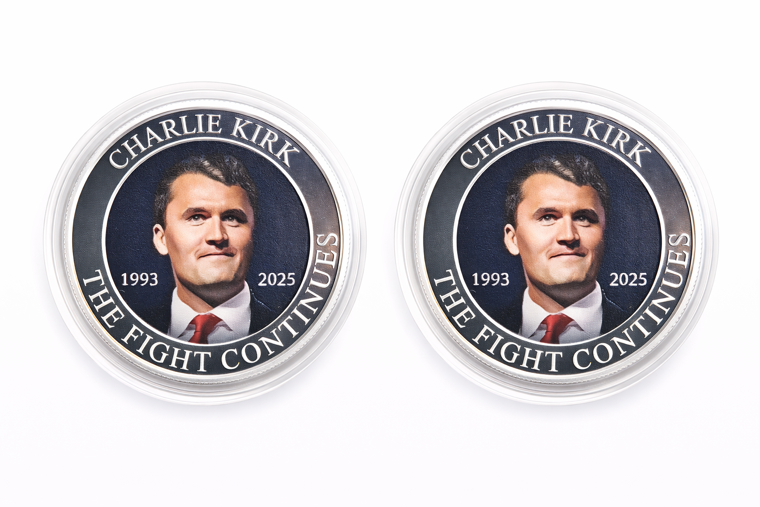 Set of 2 🇺🇸 Charlie Kirk Memorial 1 oz .999 Silver Coins w/ Display Case & COA
