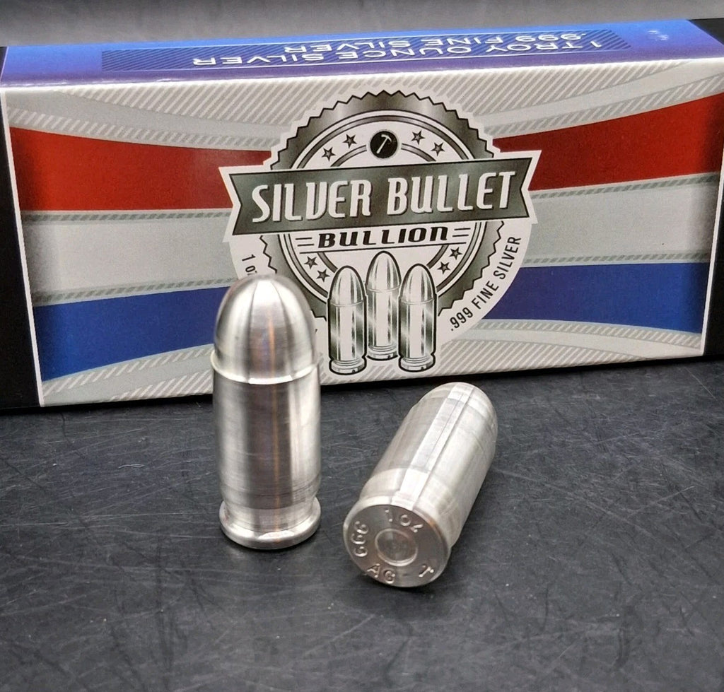1oz Silver Bullet Bullion .999 Fine Silver .45 Auto ACP 1oz Total
