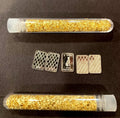 Pure .999 Fine Silver Bars (X5) Bullion Estate Lot & Vials Gold Flakes 24k Coin