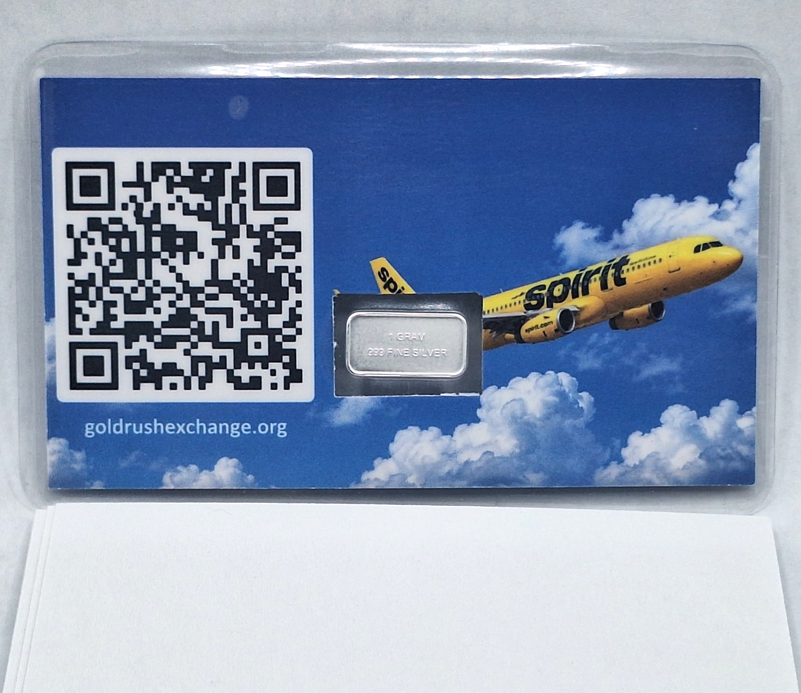 Spirit Airlines Tribute Card w/ Genuine 1g .999 Fine Silver American Flag Bar