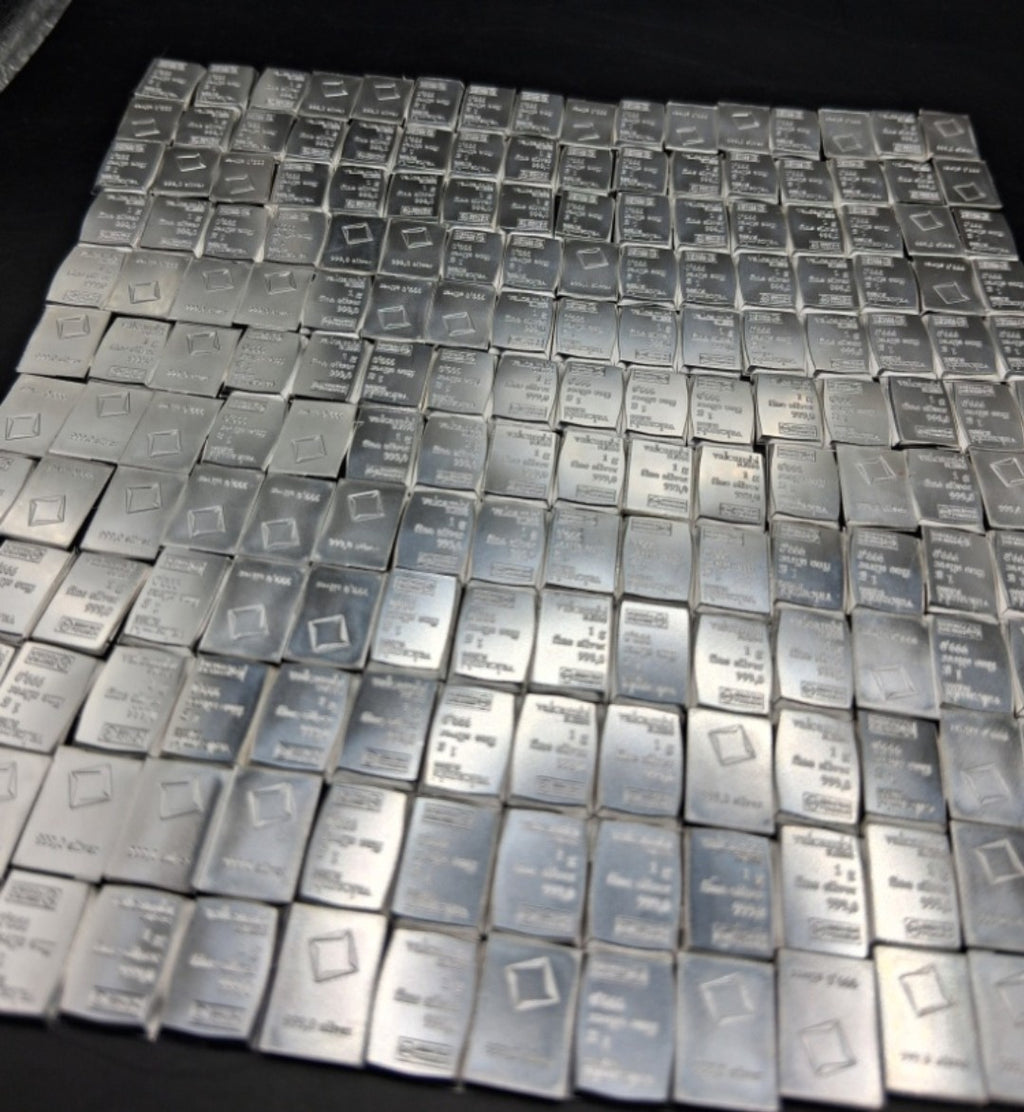 Lot of 20 - 1 Gram Valcambi Suisse Silver Bars .999 Fine Pure Bullion 1g Each
