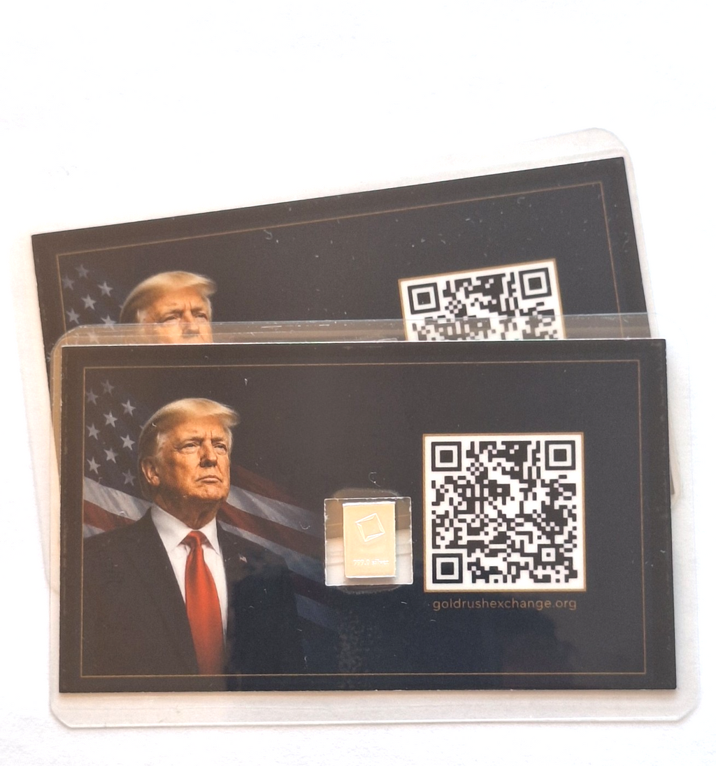 2x Donald Trump Tribute Card w/ Genuine 1g Valcambi Suisse .999 Fine Silver Bar