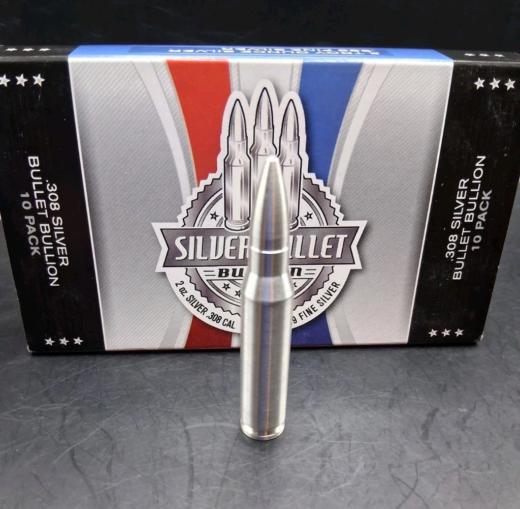 2 oz .999 Fine Silver Bullet Bullion .308 Caliber - Silver Bullet Bullion Brand