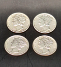 Set of 4 Mercury Dimes BU Brilliant Uncirculated 90% Silver 10C PDS Free Ship!!