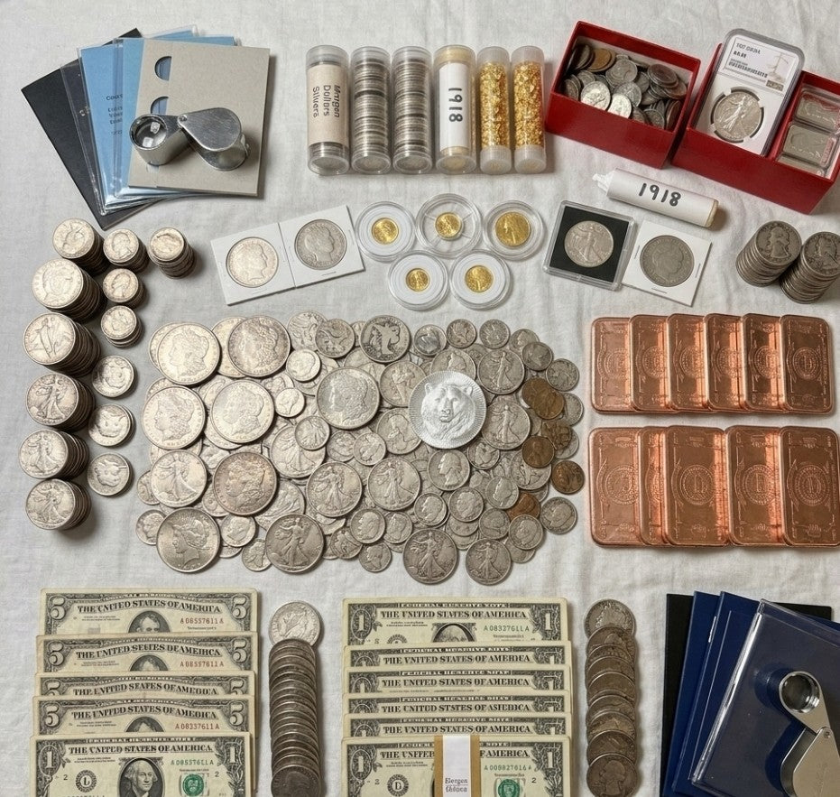 ESTATE SALE SILVER & GOLD LOT!  Coins, Bars, Rolls, Slabs & Bills!
