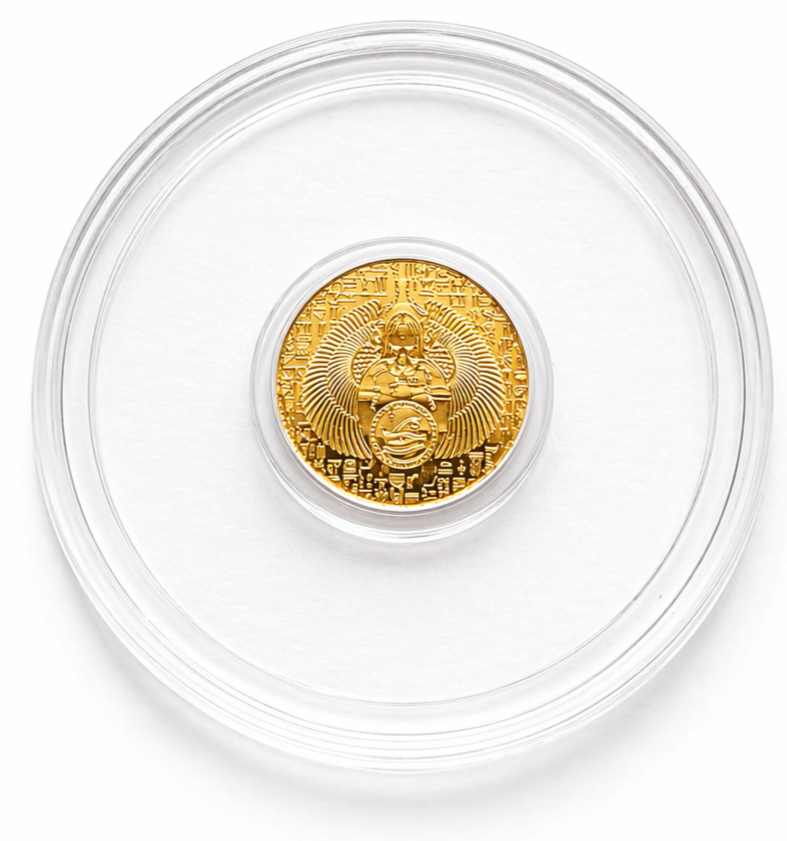 🪲 1/200 oz Pure Gold Egyptian Scarab Round + 2x FREE 1/4000 oz Idaho Goldbacks