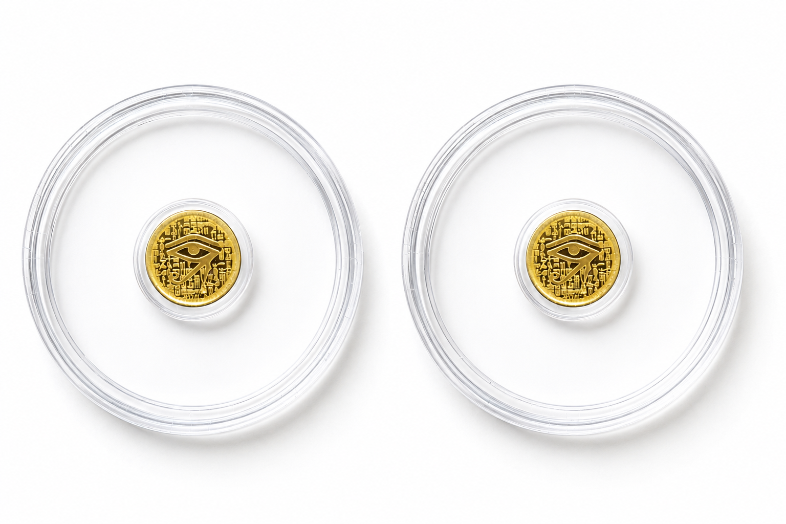 2x 1/500 Troy Oz .9999 Fine Gold Egyptian Eye of Ra Round Coin Bullion Handmade