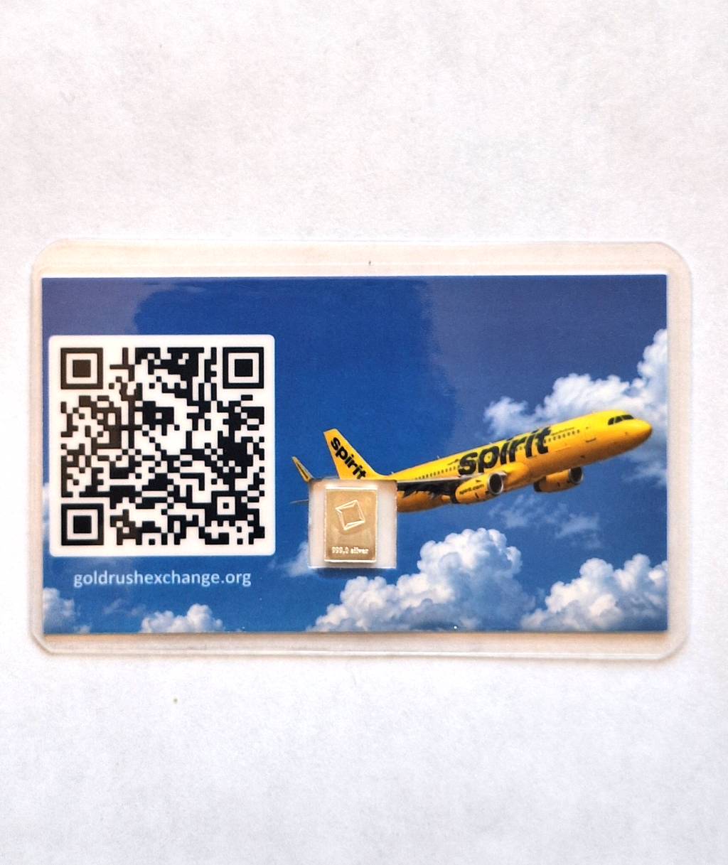 10x Rare Spirit Airlines Tribute Cards w/ 1 Gram Valcambi Silver Bar (1992-2026)