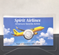 Spirit Airlines 1992-2026 Tribute Card w/ Genuine 1g .999 Silver Morgan Round