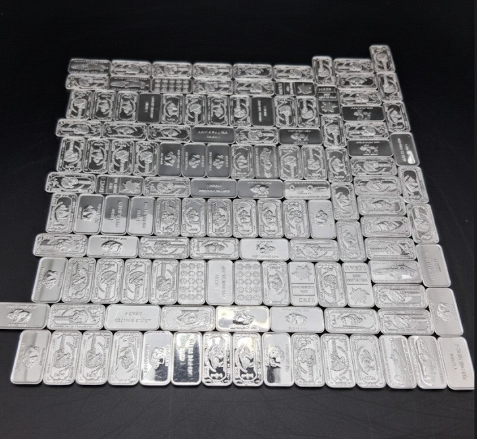 (150x) Pure .999 Fine Silver Bar Premium Rare New Bullion Estate Lot Designs ✨️