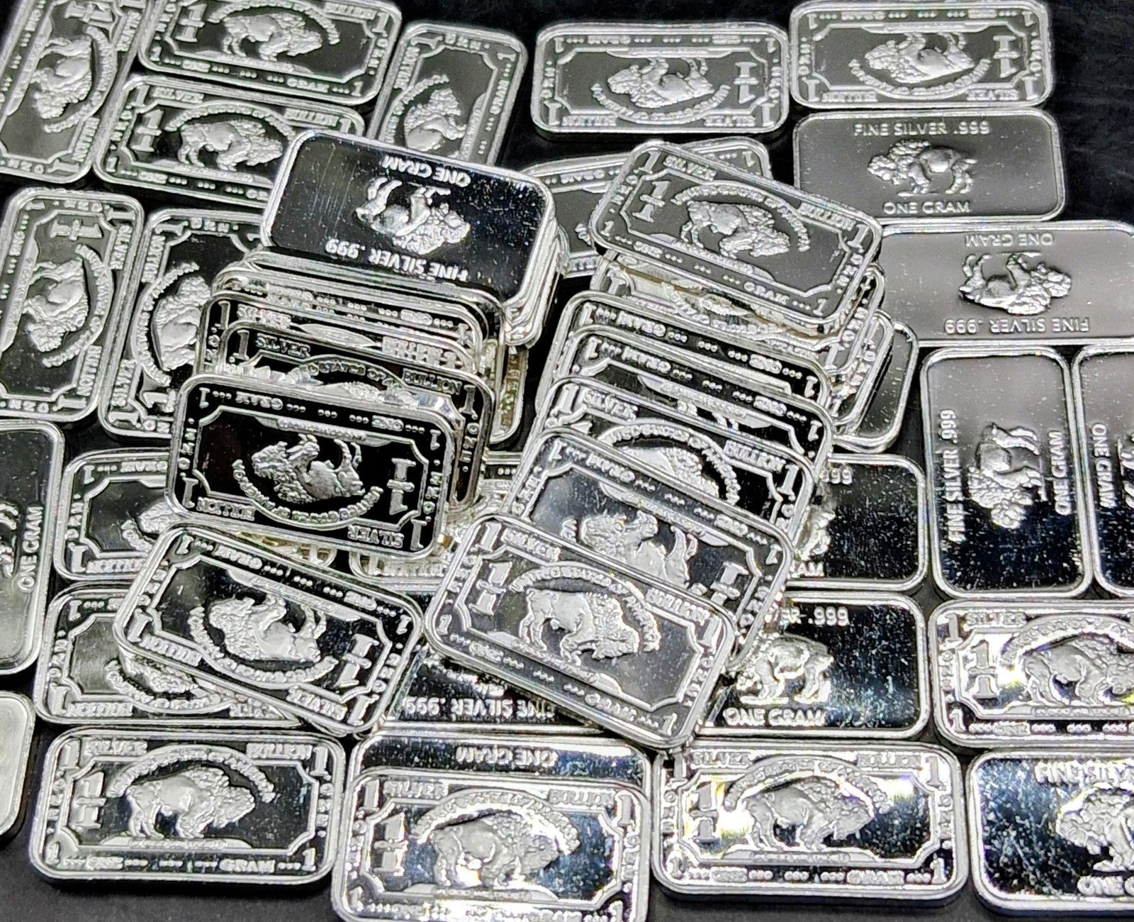 Lot 25 x 1 Gram Silver Bars .999 Fine Bullion - Buffalo Design