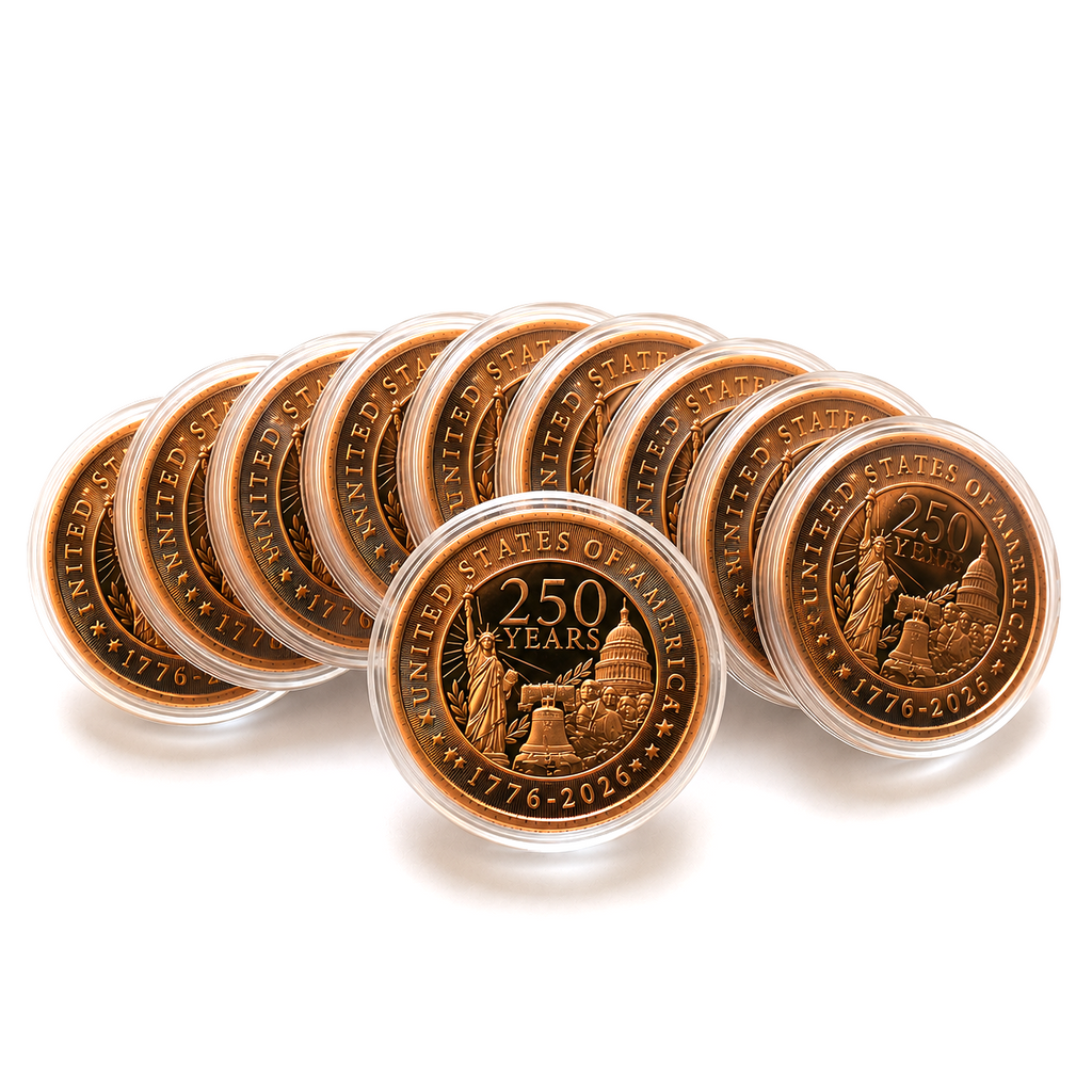 LOT 10 - 1 oz U.S. 250th Anniversary Copper Rounds in Capsule .999 Fine Bullion