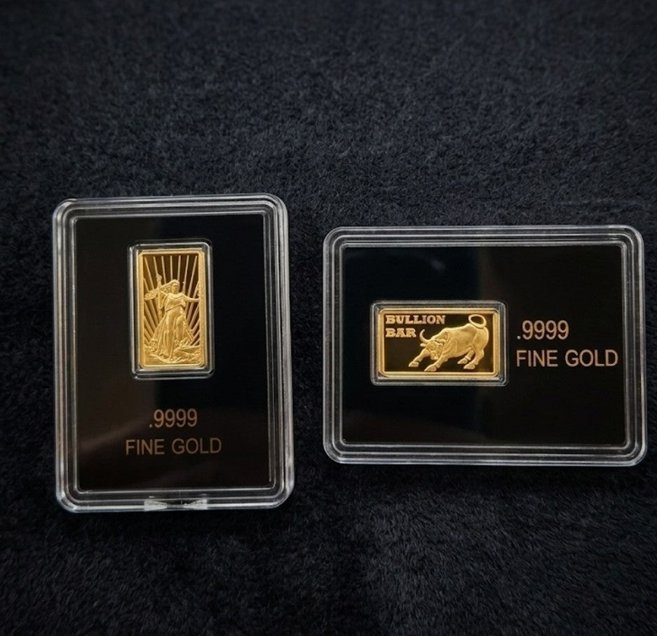Lot 2 Gold Bar Set America .9999 Fine  Lady Liberty Gaudens BULLion Bar 1/50oz