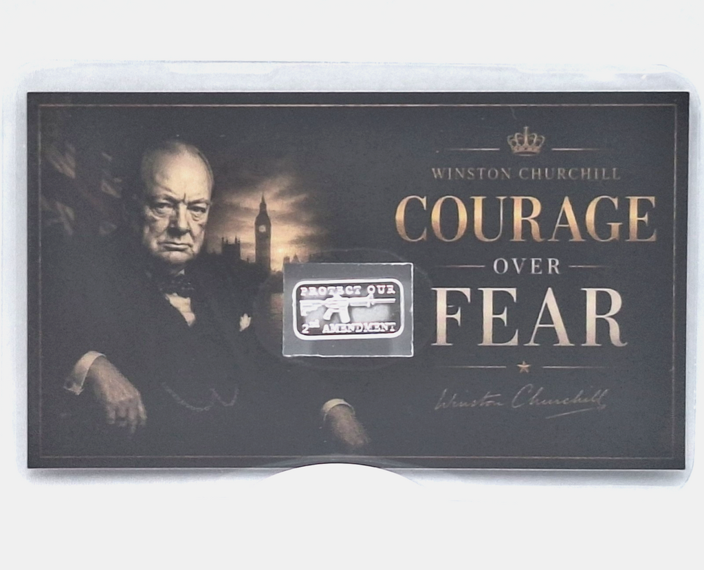 Winston Churchill Tribute Card Protect Our 2nd Amendment 1 Gram .999 Silver Bar