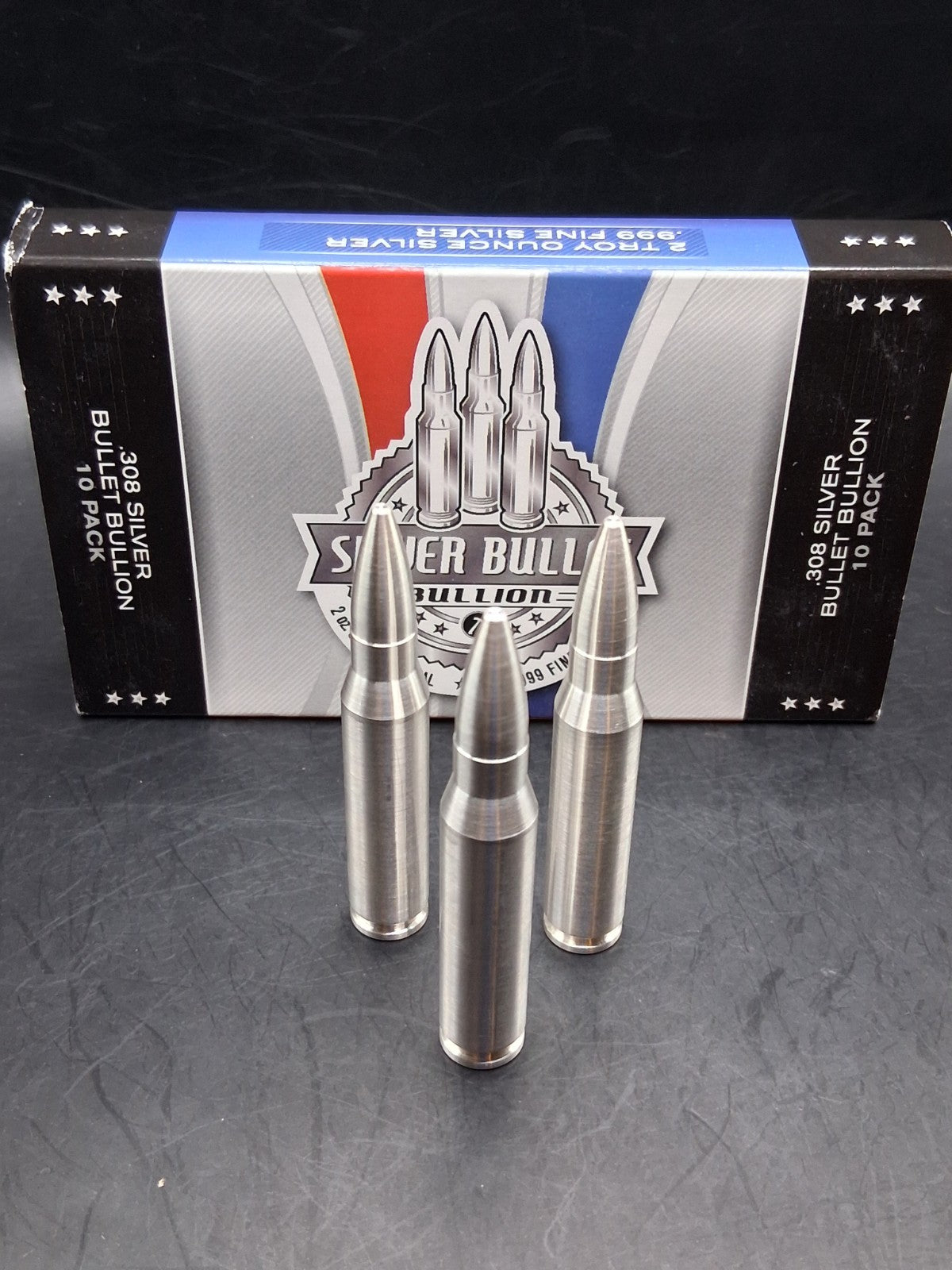 Lot 3 x 2 oz .999 Fine Silver Bullet Bullion .308 Caliber 6oz Total 🔥