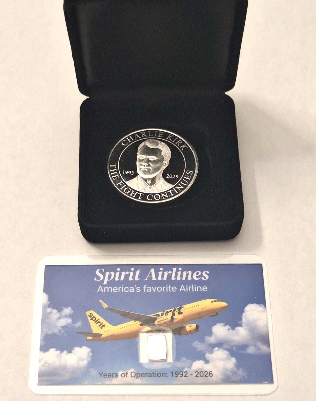 1 oz .999 Silver TPUSA Charlie Kirk Coin w/ Display Case + Spirit Silver Card