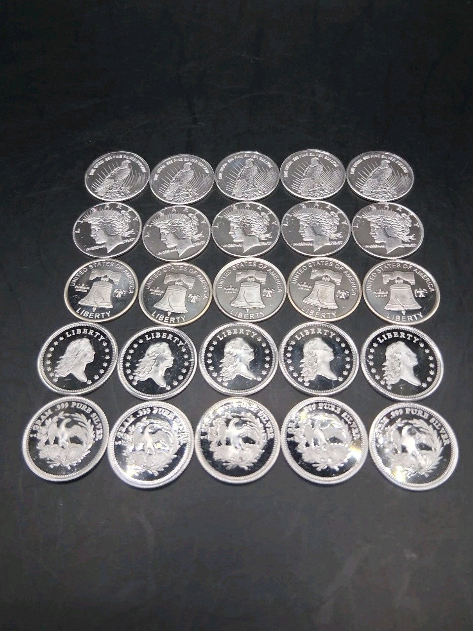 Lot 30 Pure .999 Fine Silver Rounds Premium New Bullion Estate Lot Coin Designs