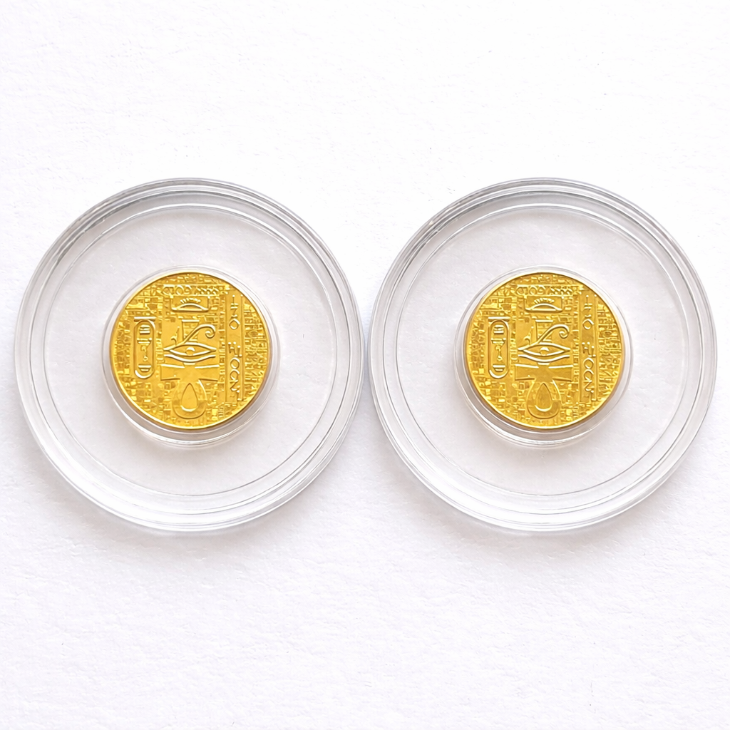2x 1/200 oz Pure Gold Egyptian Scarab Rounds + 2x FREE 1/4000 oz Idaho Goldbacks