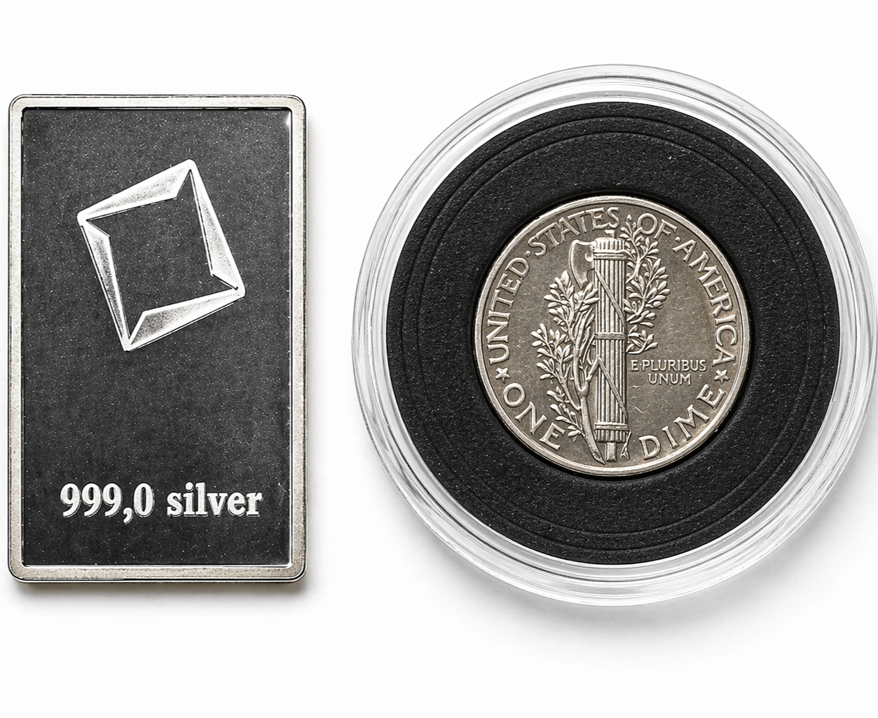 🔥 Mercury Dime GEM BU UNC 90% Silver 10C PDS (1) + Valcambi Silver Bar ✨