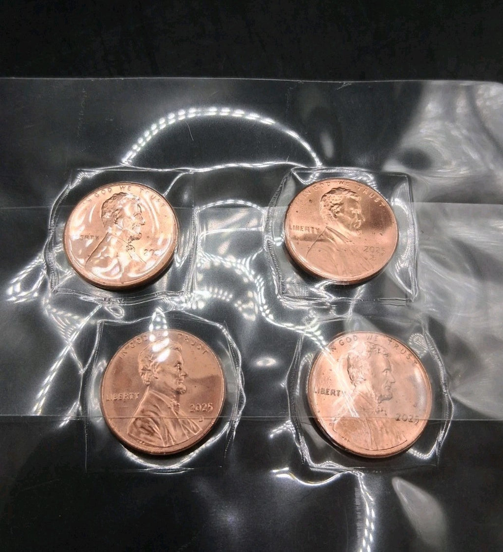 2025 P & D Lincoln Penny Set - Lot 4 Cents Uncirculated in Laminate SHIPS FREE!